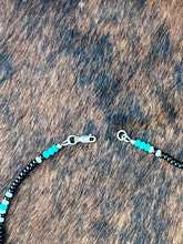 Load image into Gallery viewer, Seed Bead Necklace – Turquoise & Sterling Silver Pendant