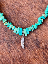 Load image into Gallery viewer, Turquoise Magnesite Necklace – Sterling Silver Feather Pendant