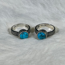 Load image into Gallery viewer, Turquoise & Sterling Silver Gallery Wire Rings
