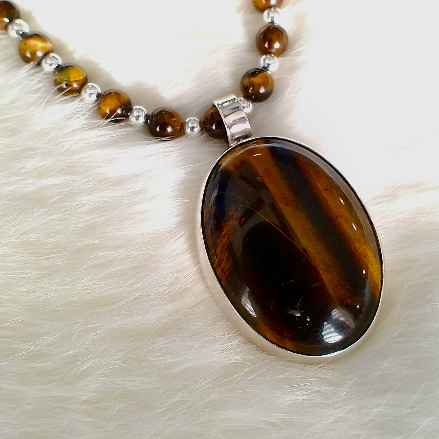Tigers Eye & Sterling Silver Pendant