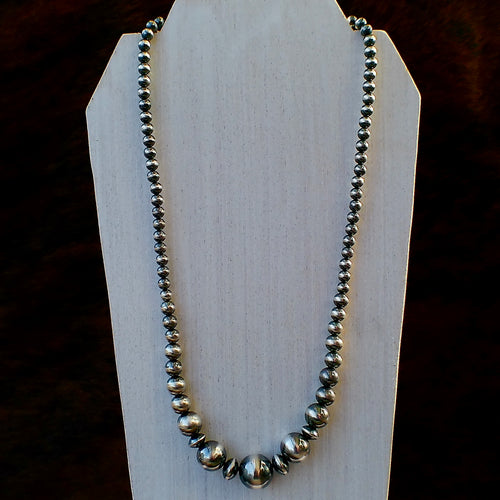Graduated Sterling Silver Pearl Necklace - 20