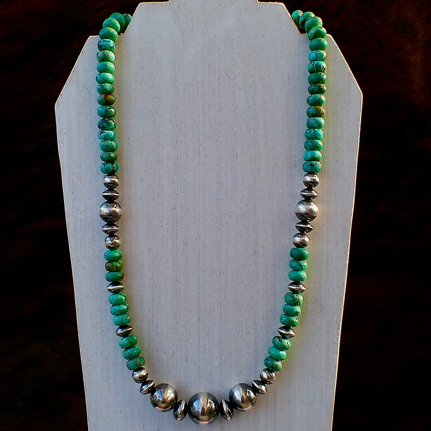 Kingman Turquoise & Sterling Silver Pearl Necklace - 20