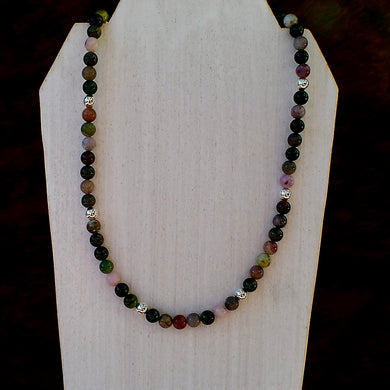 Tourmaline & Sterling Silver Beaded Necklace - 18
