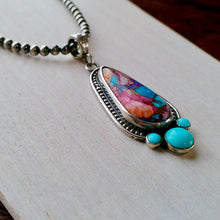 Load image into Gallery viewer, Kingman Orange Dahlia Turquoise &amp; Sterling Silver Pendant