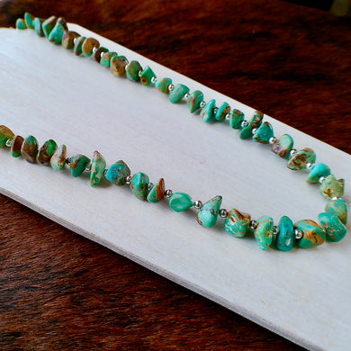Turquoise and Silver Beaded Necklace - 20