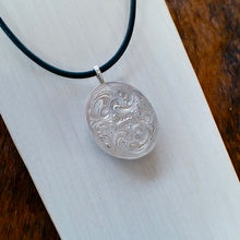 Load image into Gallery viewer, Obsidian &amp; Sterling Silver Pendant *** Engraved Back ***