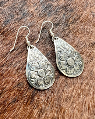 Hand-Engraved Sterling Silver Earrings - Various Options Available