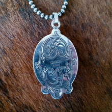 Load image into Gallery viewer, Blue Agate &amp; Sterling Silver Pendant – Engraved Back