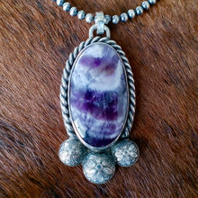 Load image into Gallery viewer, Amethyst &amp; Sterling Silver Pendant – Engraved Back