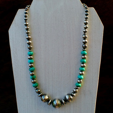 Kingman Turquoise & Sterling Silver Pearl Necklace - 18