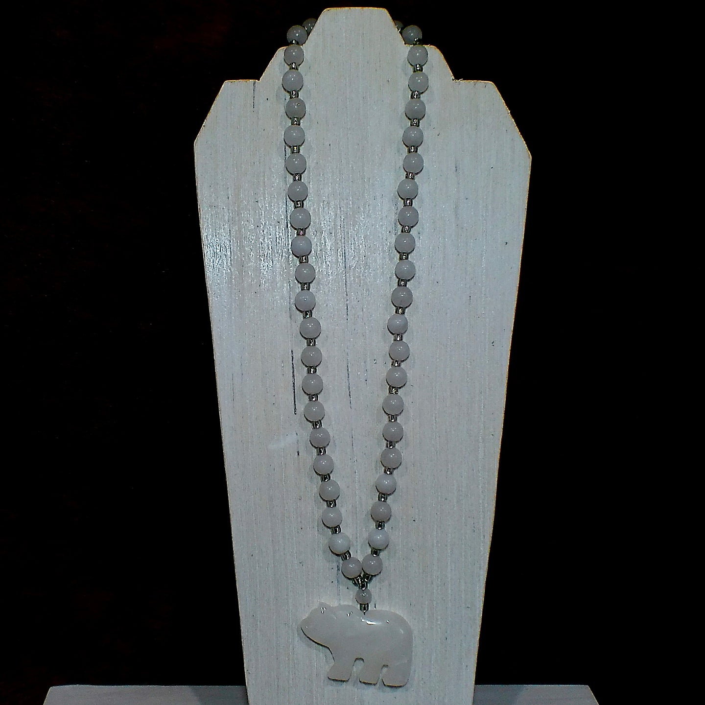White Quartz Bear Necklace