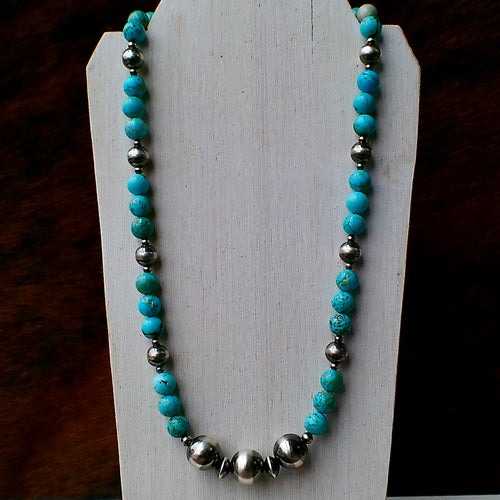 Arizona Turquoise & Sterling Silver Pearl Necklace - 18