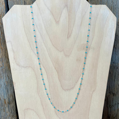Turquoise Enamel Sterling Silver Chain