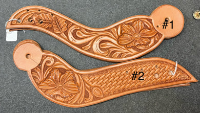 Flower Carved Unlined Dove Wing Spur Straps