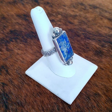Lapis Lazuli & Sterling Silver Ring with Adjustable Band