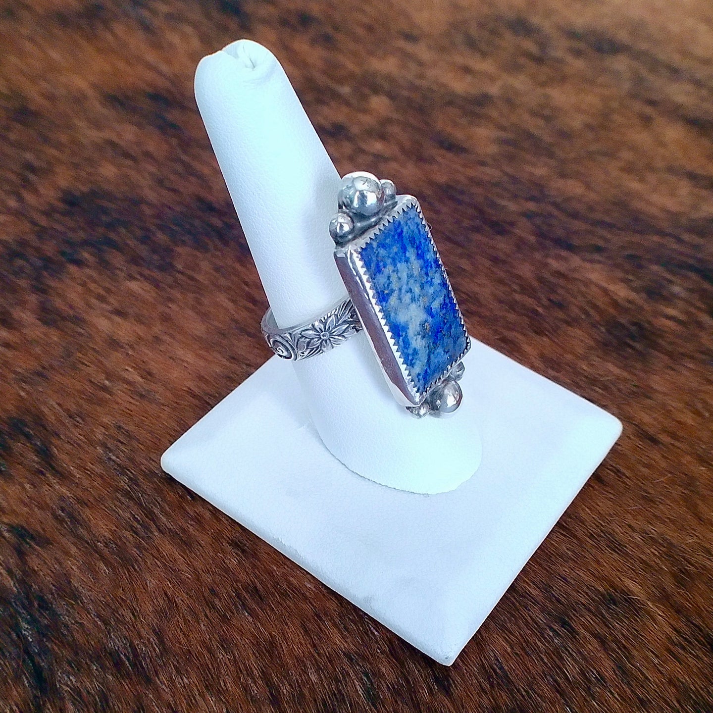 Lapis Lazuli & Sterling Silver Ring with Adjustable Band