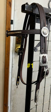 Load image into Gallery viewer, Browband headstall with silver-fill hardware and spoon bit hangers