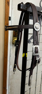 Browband headstall with silver-fill hardware and spoon bit hangers