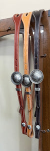 Split Ear Headstall with Brooks Concho Buckle (Silver Overlay)