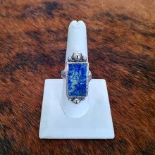 Load image into Gallery viewer, Lapis Lazuli &amp; Sterling Silver Ring with Adjustable Band