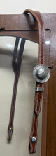 Load image into Gallery viewer, Split Ear Headstall with Brooks Concho Buckle (Silver Overlay)