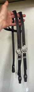 Single sliding ear with hand engraved hardware (card patterns)