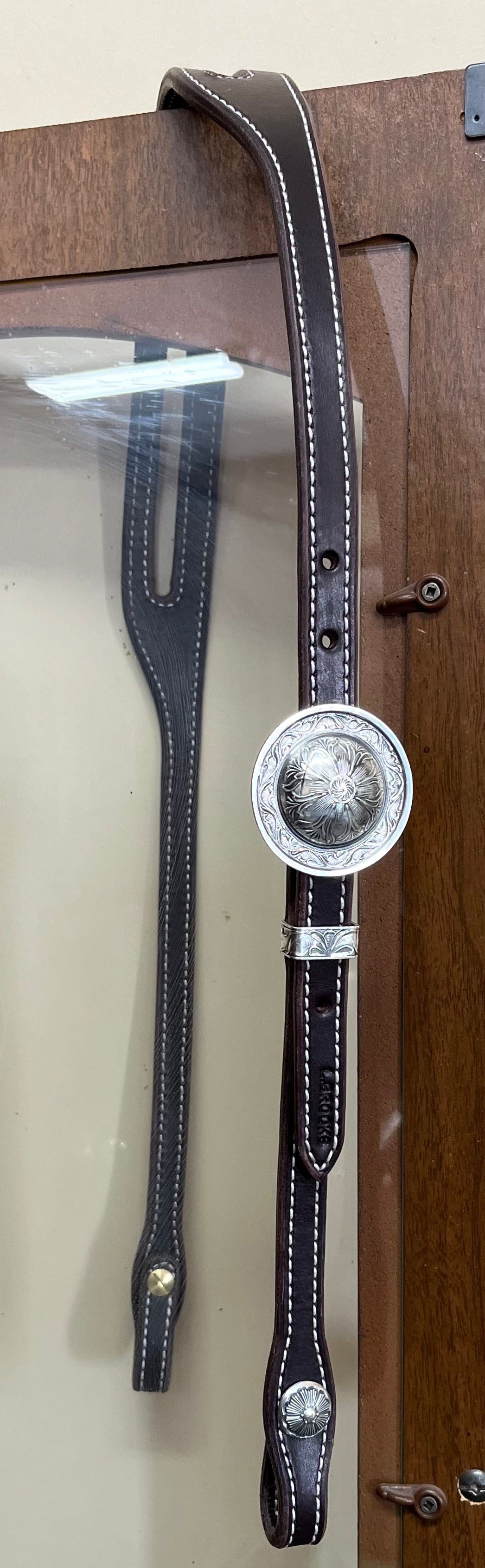 Split Ear Headstall with Brooks Concho Buckle (Silver Overlay)