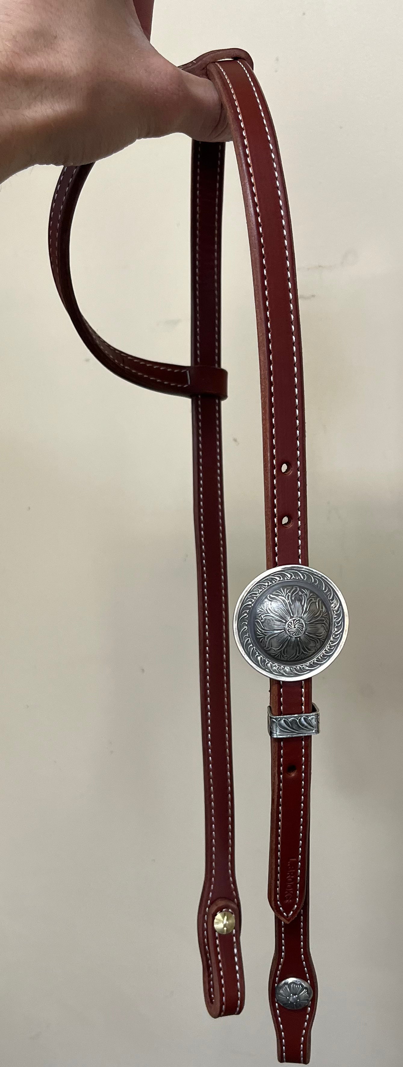 Single Sliding Ear with Brooks Concho Buckle/Keeper (Silver Overlay)