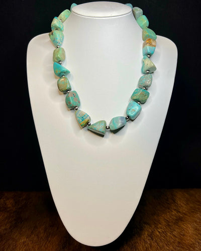 Chunky Turquoise & Navajo Style Pearl Necklace - 20