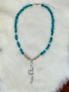 Turquoise & Sterling Silver Necklace – Bit Pendant