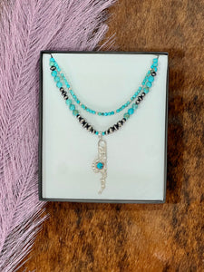Arizona Turquoise & Navajo Pearl Necklace – Bit Pendant