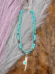 Arizona Turquoise & Navajo Pearl Necklace – Bit Pendant