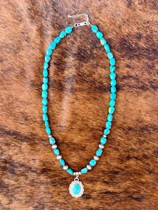 Turquoise & Sterling Silver Necklace – Southwestern Pendant