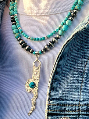 Arizona Turquoise & Navajo Pearl Necklace – Bit Pendant