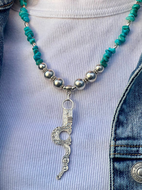 Turquoise & Sterling Silver Necklace – Bit Pendant