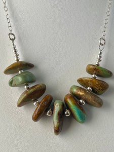 Turquoise Stone & Sterling Silver Chain Necklace