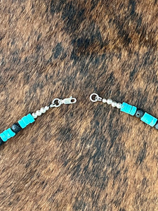Howlite & Lava Bead Necklace – Sterling Silver Feather Pendant