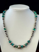 Load image into Gallery viewer, Sterling Silver Authentic Navajo Pearl &amp; Kingman Turquoise Necklace