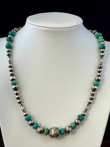 Sterling Silver Authentic Navajo Pearl & Kingman Turquoise Necklace