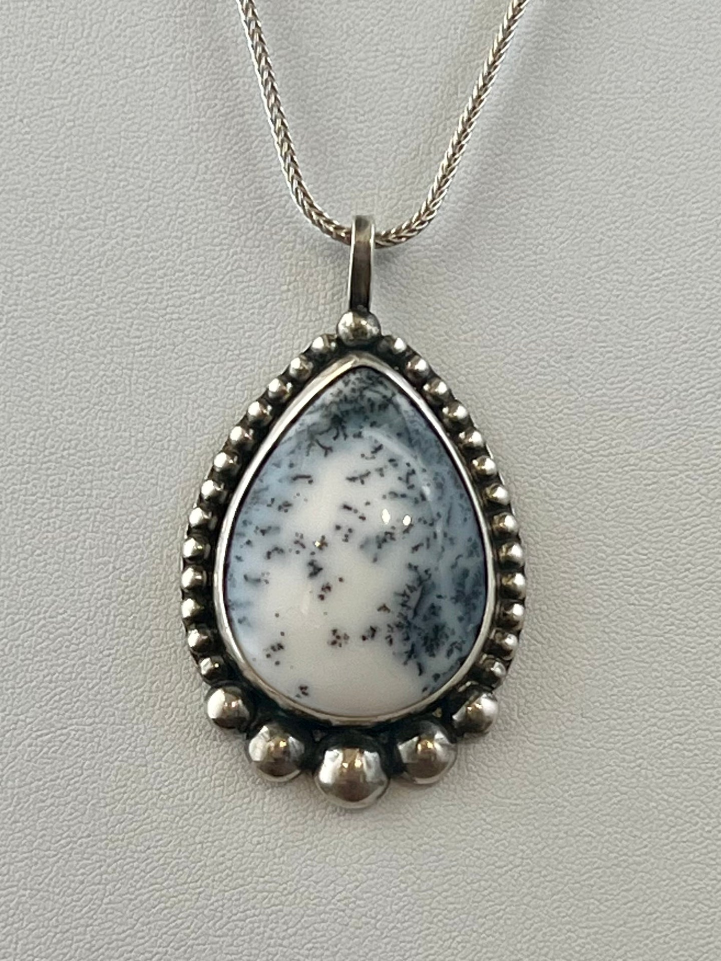Dendritic Opal & Sterling Silver Pendant