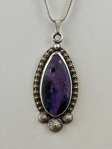 Charoite & Sterling Silver Pendant *** Engraved Back ***