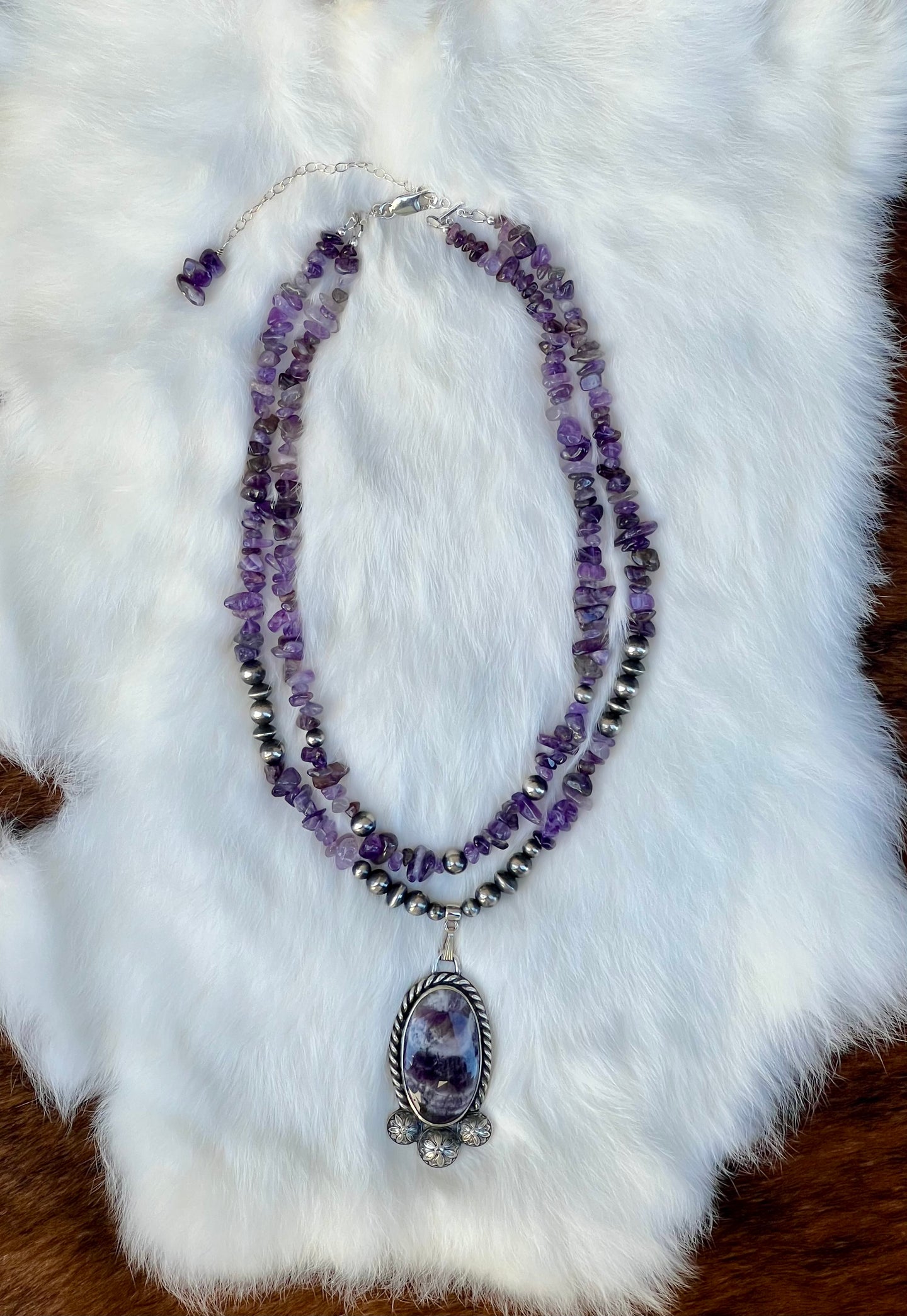 Amethyst & Sterling Silver Necklace – Southwestern Pendant