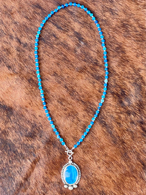 Blue Agate Necklace – Southwestern Pendant