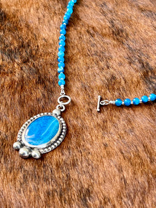 Blue Agate Necklace – Southwestern Pendant
