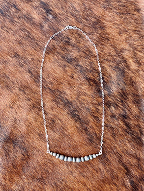 Sterling Silver Corrugated Navajo Pearl Bar Necklace