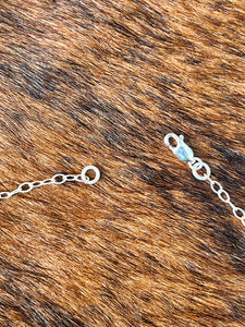 Sterling Silver Corrugated Navajo Pearl Bar Necklace