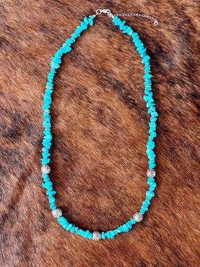 Turquoise Howlite & Sterling Silver Beaded Necklace