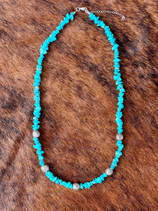 Turquoise Howlite & Sterling Silver Beaded Necklace