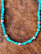 Load image into Gallery viewer, Turquoise Howlite &amp; Sterling Silver Beaded Necklace