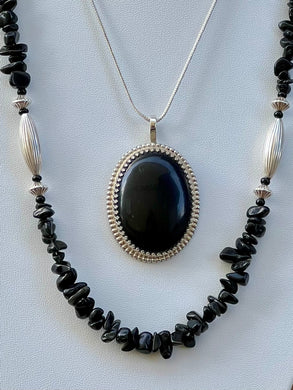 Obsidian & Sterling Silver Pendant